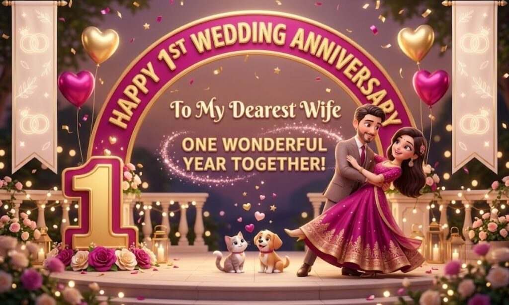 1st Wedding Anniversary Wishes for Wife