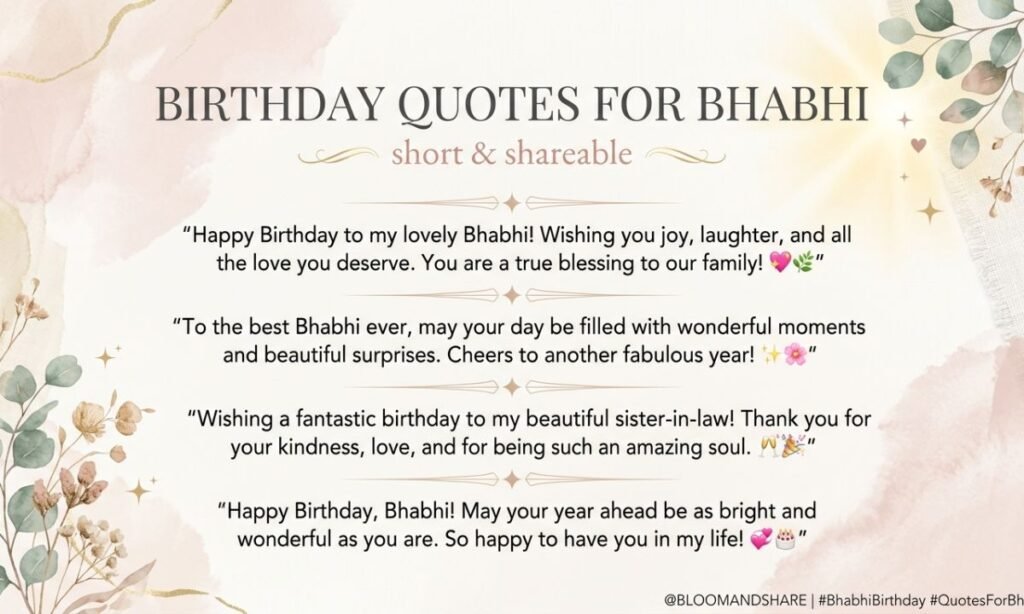 Birthday Quotes for Bhabhi (Short and Shareable)