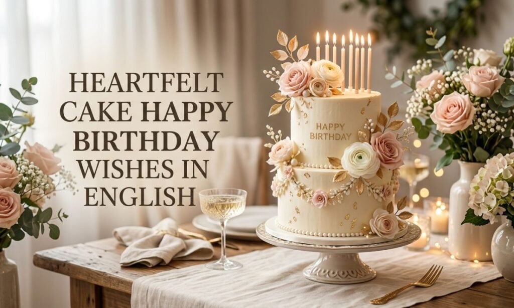 Heartfelt Cake Happy Birthday Wishes in English