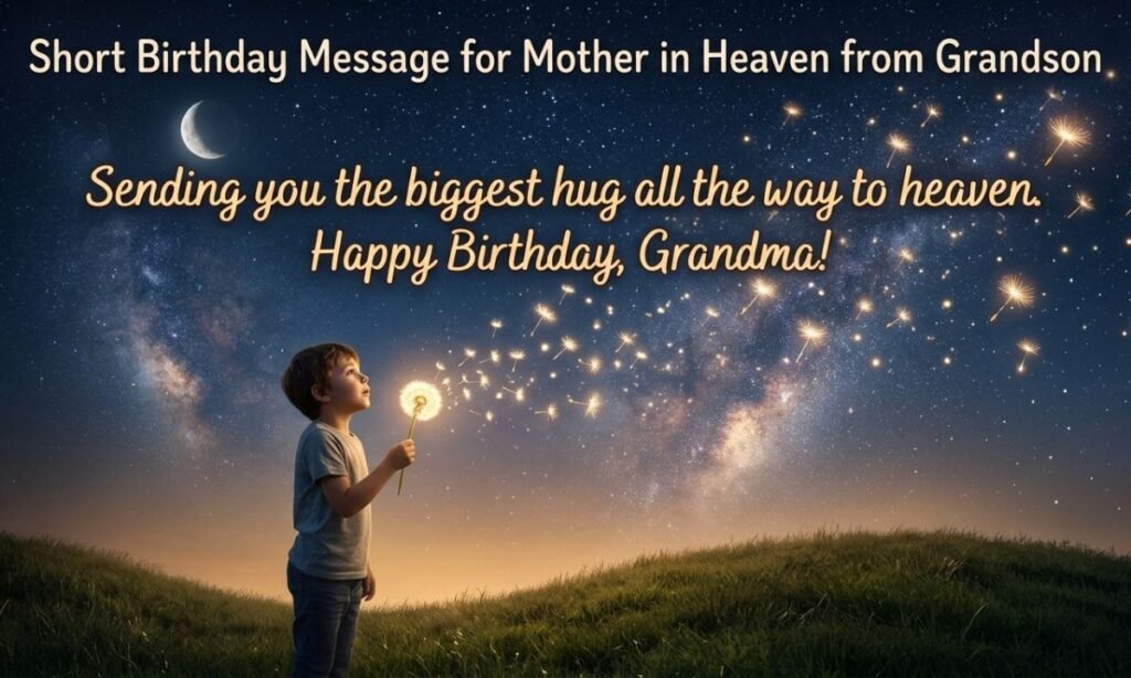 Short Birthday Message for Mother in Heaven from Grandson