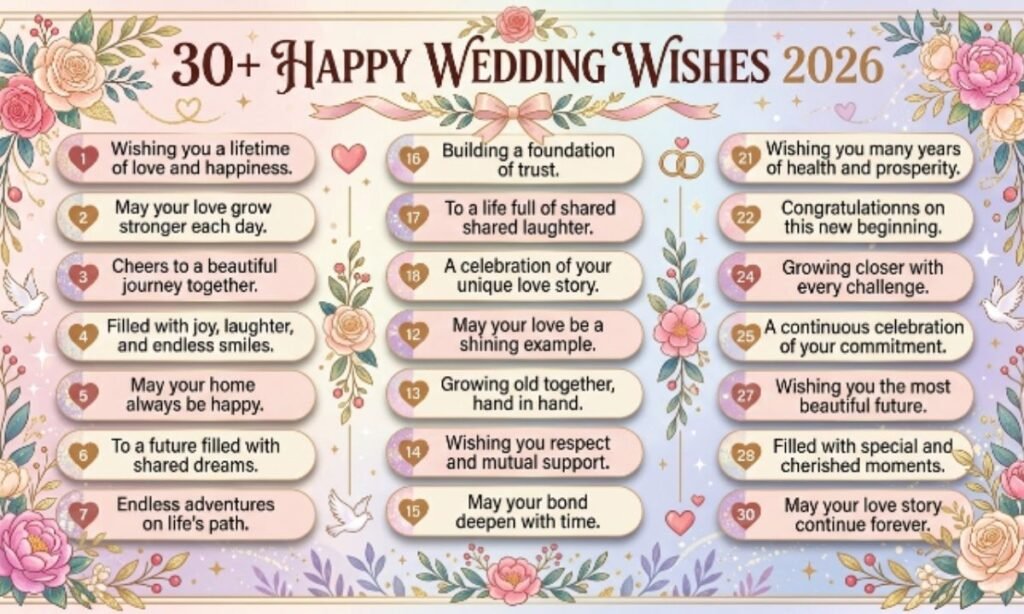 30+ Happy Wedding Wishes 2026 | शादी मुबारक शुभकामनाएँ 💐 