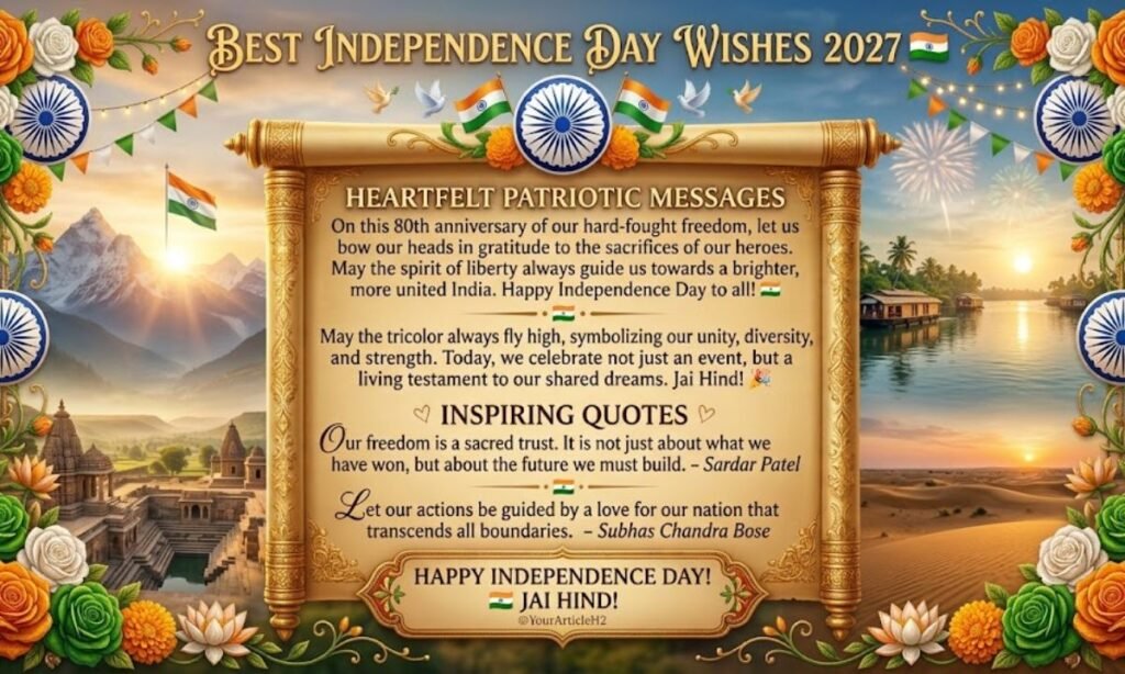 Best Independence Day Wishes 2027 🇮🇳 Heartfelt Patriotic Messages & Quotes
